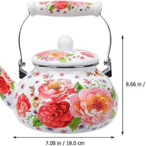 Ceramic Teapot Floral Enamel Tea Kettle Stovetop: Porcelain Enameled Teakettle Colorful Hot Water Tea Kettle Pot with Ergonomic Handle Gas Cooker Water Kettle Tea Pot Red (Color : Red)