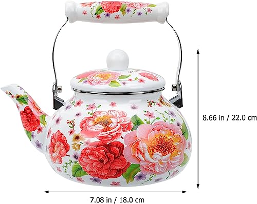 Ceramic Teapot Floral Enamel Tea Kettle Stovetop: Porcelain Enameled Teakettle Colorful Hot Water Tea Kettle Pot with Ergonomic Handle Gas Cooker Water Kettle Tea Pot Red (Color : Red)