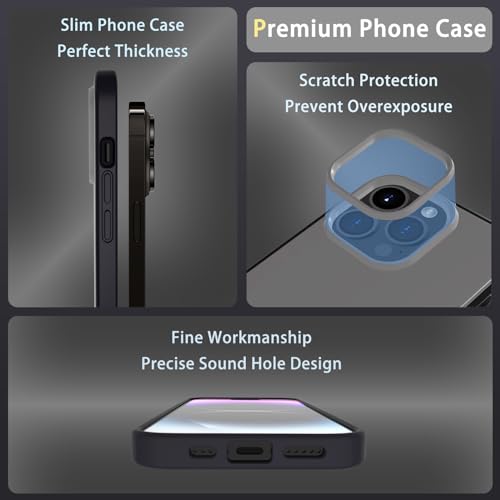 YITETTTI Hard Case for iPhone 14 Pro Max[0.2-Inch Lens Protective][6.6FT Military Grade Protective] Translucent Matte Slim Shockproof Case for iPhone 14 pro max Phone Cases Cover,Black