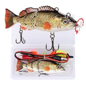 Robotic Swimming Fishing Electric Lures 5.12" USB Rechargeable LED Light Wobbler Multi Jointed Swimbaits Hard Lures Fishing Tackle (Common Shad1(Upgrade 2023))