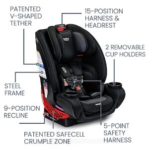 Britax One4Life Convertible Car Seat, 10 Years of Use from 5 to 120 Pounds, Converts from Rear-Facing Infant Car Seat to Forward-Facing Booster Seat, Performance Fabric, Cool Flow Carbon