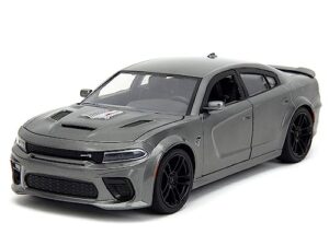 2021 charger srt hellcat gray metallic fast x (2023) movie 1/24 diecast model car by jada 34472
