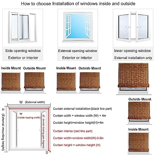 Cordless Bamboo Shades, Bamboo Blinds for Outdoor Patio, Outdoor Bamboo Shades for Porch, Light Filtering Roller Sun Shade, Suitable for Decks, Porches, Backyards.