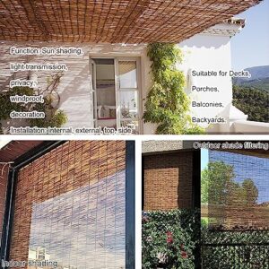 Cordless Bamboo Shades, Bamboo Blinds for Outdoor Patio, Outdoor Bamboo Shades for Porch, Light Filtering Roller Sun Shade, Suitable for Decks, Porches, Backyards.