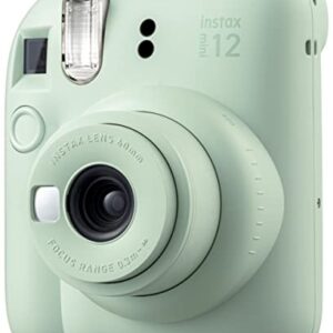 Fujifilm Instax Mini 12 Instant Film Camera (Mint Green), Fujifilm Instax Mini Twin Pack Instant Film 20 Prints, Case - Acessory Bundle