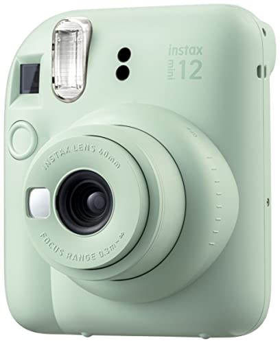 Fujifilm Instax Mini 12 Instant Film Camera (Mint Green), Fujifilm Instax Mini Twin Pack Instant Film 20 Prints, Case - Acessory Bundle