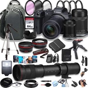 canon eos r7 mirrorless digital camera with rf-s 18-150mm f/3.5-6.3 is stm lens + 55-210mm f/5-7.1 is stm lens + 420-800mm super telephoto lens + 64gb memory cards, professional photo bundle (44pc)