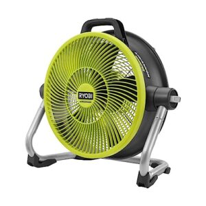 ryobi one+ 18v cordless hybrid whisper series 14 in. air cannon fan (tool only), pcl813b, green