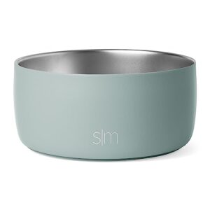 simple modern stainless steel pet water bowl for dogs & cats | insulated stainless steel food bowls for dog cat | no tip no slip bpa free | bentley collection | medium (4 cups) | sea glass sage