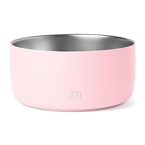 Simple Modern Stainless Steel Pet Water Bowl for Dogs & Cats | Reusable Insulated Stainless Steel Food Bowls for Dog Cat | No Tip No Slip BPA Free | Bentley Collection | Medium (32oz) | Blush