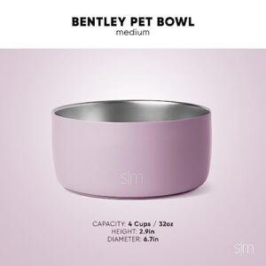 Simple Modern Stainless Steel Pet Water Bowl for Dogs & Cats | Reusable Insulated Stainless Steel Food Bowls for Dog Cat | No Tip No Slip BPA Free | Bentley Collection | Medium (32oz) | Blush