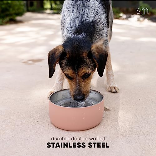 Simple Modern Stainless Steel Pet Water Bowl for Dogs & Cats | Reusable Insulated Stainless Steel Food Bowls for Dog Cat | No Tip No Slip BPA Free | Bentley Collection | Medium (32oz) | Blush