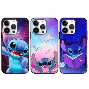 fgiazdu 3 pack cute cartoon phone case for iphone 14 pro max case 6.7",girly kawaii anime character aesthetic cases for women girls boys,soft tpu shockproof funda for iphone 14 pro max black