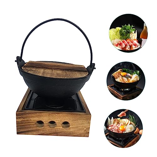 UPKOCH Sukiyaki Japanese Cookware Soup Pot with Lid Korean Hot Pot Mini Cast Iron Skillet Cheese Fondue Sukiyaki Nabemono Hot Pot Non-sticky Cooking Utensil Japanese Soup Pot Cast Wok Wok