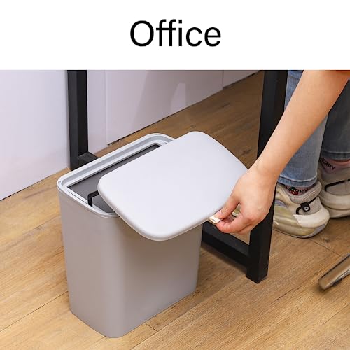 Cq acrylic Hanging Trash Can with Lid 2.4 Gallon Kitchen Compost Bin for Under Sink 9L Plastic Wall Mounted Waste Basket,Small Kitchen Garbage Can,Food Waste Bin for Countertop
