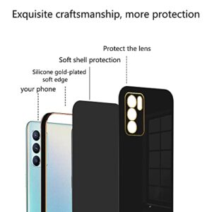 Tiwinxing Compatible with Oppo Reno 6 Pro Case for Women Men, Ultra Thin Oppo Reno 6 Pro Phone Case Silicone Cute Shockproof Plating Electroplate Soft Cases Cover (Black)