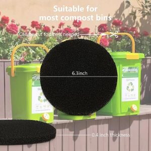 Oungy 24 PCS 6.3 Inch Charcoal Filters for Compost Bucket, Compost Filters for Countertop Bin, Kitchen Compost Bin Countertop Charcoal Filter, Compost Bin Filters Charcoal, 0.4" Thickness