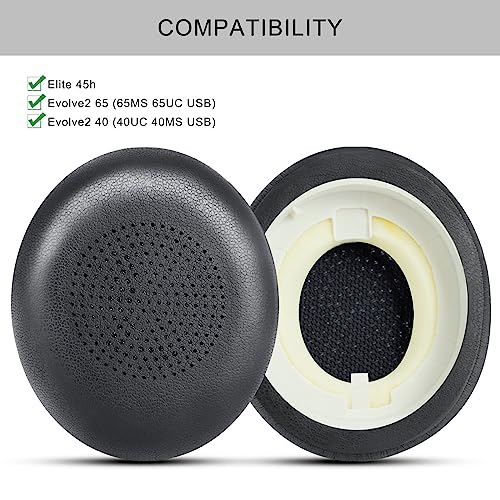 Ear Pads Replacement for Jabra Evolve2 65 (65MS 65UC USB)/Evolve2 40 (40UC 40MS USB)/Elite 45h On-Ear Wireless Headphones, Ear Cushions with Protein Leather