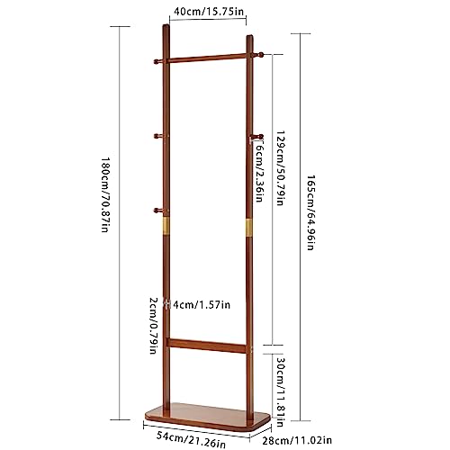 Aibiju Coat Rack Tree Stand with Very Sturdy Base, Freestanding Small Clothes Rack Heavy Duty, Garment Hanging Racks for Kids and Adults, Space Saving Brown USYD-203