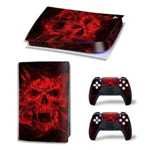 skin sticker for ps5 digital edition console and wireless controllers, full protective skin set vinyl decal cover wrap for ps5 digital edition (skull)