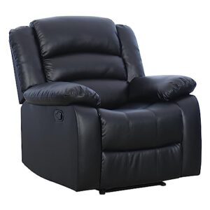 phoenix home pu leather manual chair recliner, black