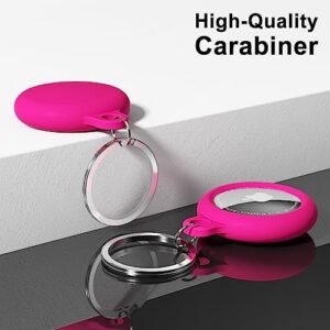 Oakxco for Airtag Keychain Silicone, Airtag Holder with Key Ring, Air Tag Cover Cute Accessories for Kids, Luggage, Car Dog Collar, Car, Compatible with Apple Airtag Case Waterproof Tracker, Hot Pink