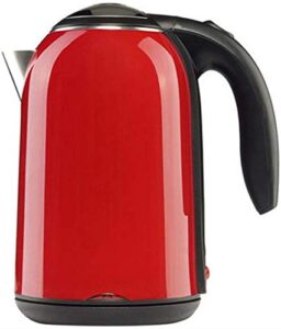 stainless steel electric water kettle, 1.7l cordless tea with auto shut-off boil-dry protection, double wall anti hot water boiler, no plastic touch water, 1800w / red