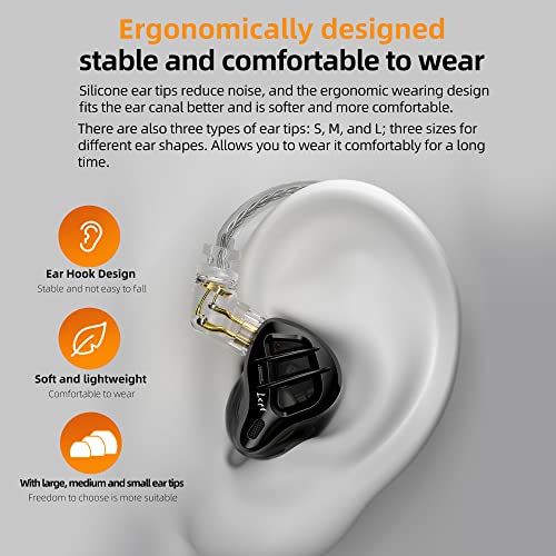 KZ ZAR in-Ear Monitor 7BA+1DD Hybrid 8 Drivers Earbuds HiFi Bass Noise Cancelling Earphones, Clarity in All Frequency Stereo Sound Comfortable Headphones for Audio Engineers, Musicians(with Mic)