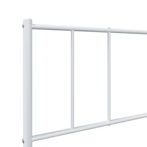 vidaXL Classic White Metal Bed Frame with Durable Powder-Coated Steel, Supportive Headboard, Robust Slats and Extra Storage Space – 39.4"x74.8"