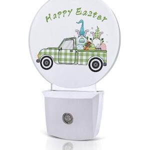 Night Light Plug into Wall, LED Nightlights Happy Easter Green Plaid Truck Pull Gnomes and Eggs Small Nightlight Auto Dusk-to-Dawn Sensor Lamp LED Night Lights for Kid's Bedroom, Bathroom