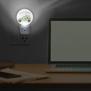 Night Light Plug into Wall, LED Nightlights Happy Easter Green Plaid Truck Pull Gnomes and Eggs Small Nightlight Auto Dusk-to-Dawn Sensor Lamp LED Night Lights for Kid's Bedroom, Bathroom