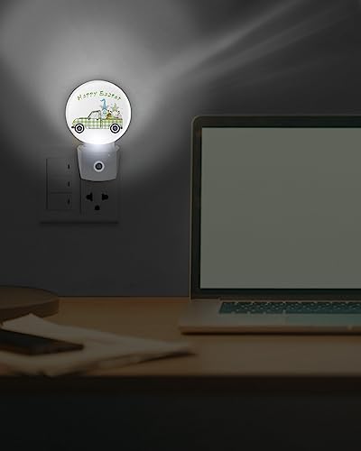 Night Light Plug into Wall, LED Nightlights Happy Easter Green Plaid Truck Pull Gnomes and Eggs Small Nightlight Auto Dusk-to-Dawn Sensor Lamp LED Night Lights for Kid's Bedroom, Bathroom