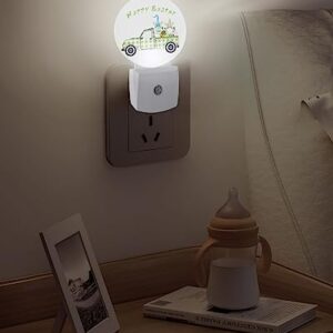 Night Light Plug into Wall, LED Nightlights Happy Easter Green Plaid Truck Pull Gnomes and Eggs Small Nightlight Auto Dusk-to-Dawn Sensor Lamp LED Night Lights for Kid's Bedroom, Bathroom