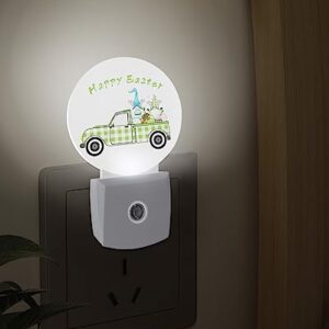 Night Light Plug into Wall, LED Nightlights Happy Easter Green Plaid Truck Pull Gnomes and Eggs Small Nightlight Auto Dusk-to-Dawn Sensor Lamp LED Night Lights for Kid's Bedroom, Bathroom