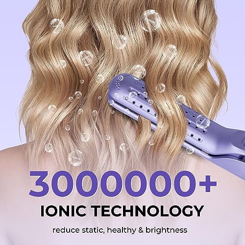 Air Hair Straightener and Curler 2 in 1,360° Airflow Curling Flat Iron, Hair Curler with Cooling Air Vents to Lock in Style,3D Floating Plate,15S PTC Fast Heat-Up,Lightweight & Dual Voltage for Travel