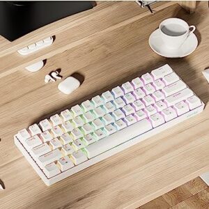 Geeky GK61 60% | Hot Swappable Mechanical Gaming Keyboard | 61 Keys Multi Color RGB LED Backlit for PC/Mac Gamer | ANSI US American Layout (White, Mechanical Red)