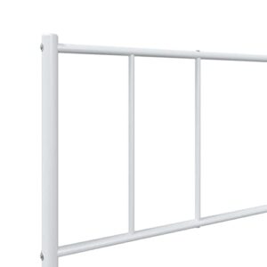 vidaXL Sturdy Steel Single Bed Frame with Headboard & Footboard - White - Metal Slats for Breathability - Convenient Under-Bed Storage Space - 81.5" x 41.3" x 35.4"