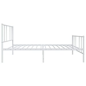 vidaXL Sturdy Steel Single Bed Frame with Headboard & Footboard - White - Metal Slats for Breathability - Convenient Under-Bed Storage Space - 81.5" x 41.3" x 35.4"