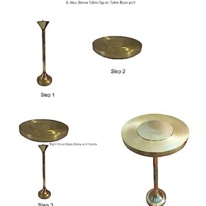 11-Inch Modern Side End Drink Table, Removable Round Top, Sleek Pedestal Base, Gold