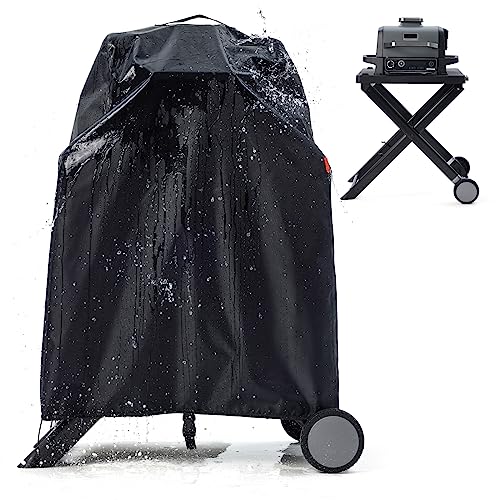 TRAVELIT Waterproof Cover for Ninja Woodfire Outdoor Grill on Its Stand, Weather Resistant BBQ Grill Accessories, Compatible with Ninja Smoker Grill OG701 OG751 OG700 Series, Black (Cover Only)