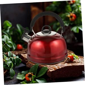 OUSIKA 3pcs Buzzing Kettle Induction Tea Kettle Cordless Kettle Camping Tea Kettle Water Kettle Stovetop Stainless Steel Whistling Teapot Boiling Tea Kettle Water Pot Anti-rust Kettle Red Kettle (Col