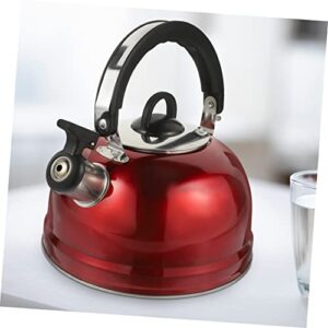 OUSIKA 3pcs Buzzing Kettle Induction Tea Kettle Cordless Kettle Camping Tea Kettle Water Kettle Stovetop Stainless Steel Whistling Teapot Boiling Tea Kettle Water Pot Anti-rust Kettle Red Kettle (Col