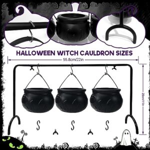 OMKNEPS Halloween Decor Party Decorations Cauldron: Set of 3 Witches Cauldron Serving Bowls on Rack - Black Candy Bucket Hocus Pocus Serving Bowls for Halloween Decorations Indoor Outdoor