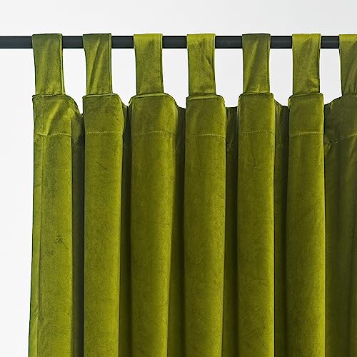 gisewood Lime Velvet Curtains for Living Room - 84 inches Length Velvet Curtain Panels Tap Top Window Drapes for Bedroom/Sliding Glass Door, W52 by L84 inches, 2 Panels