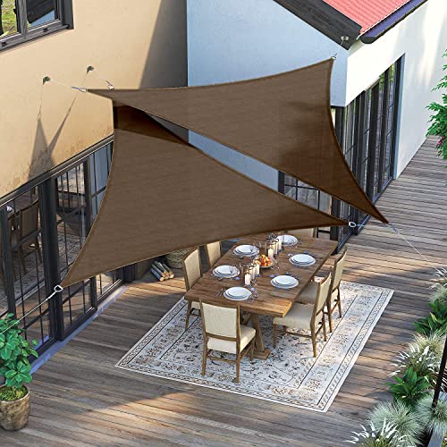 AwnPro Equilateral Triangle Shade Sail 6' x 6' x 6' Canopy to Block Sunlight for Outdoor Patio Garden Patio Deck Pergola (Brown)