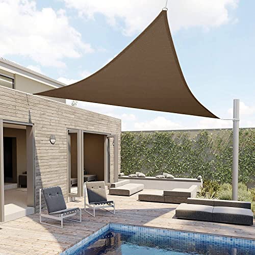 AwnPro Equilateral Triangle Shade Sail 6' x 6' x 6' Canopy to Block Sunlight for Outdoor Patio Garden Patio Deck Pergola (Brown)