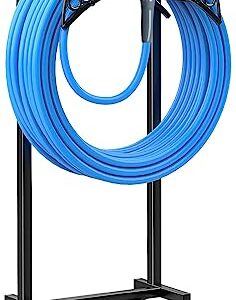 Helhom Garden Hose Holder Freestanding - Detachable Water Hose Holders Outside Heavy Duty Garden Hose Stand Hanger for Outside Lawn Yard Black