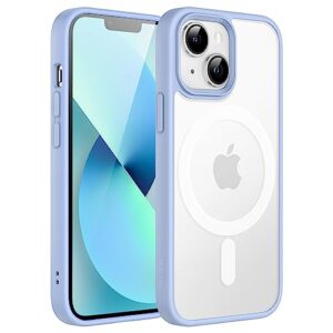 jetech magnetic case for iphone 13 mini 5.4-inch compatible with magsafe, translucent matte back slim shockproof phone cover (sky blue)