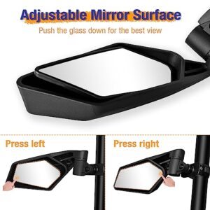 UTV Side Mirrors for 1.5"-2" Roll Bar Cage, UTV Rear View Side Mirrors w/Adjustable & Folding Design, Compatible with Polaris RZR, Can Am Maverick, Honda Pioneer, Kawasaki Teryx Mule Rhino YXZ