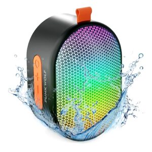 rofall bluetooth speakers portable, wireless speaker with rgb lights, hd sound, 5 watts, compact size, dual pairing, tws, waterproof, suitable for mobile phones, tablets and laptops